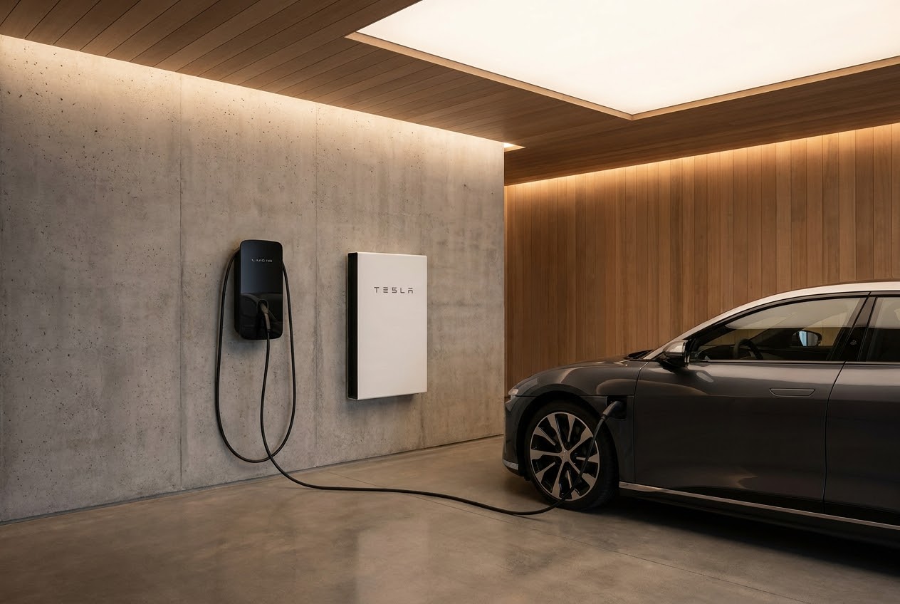 Electric vehicle charging at a modern home